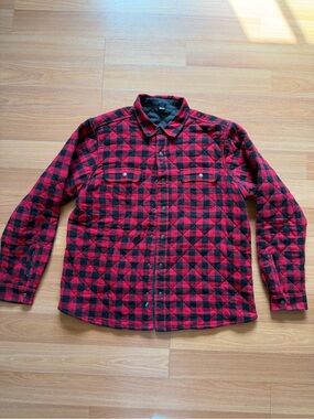 Tailor Vintage quilted flannel shirt jacket red & black plaid XL